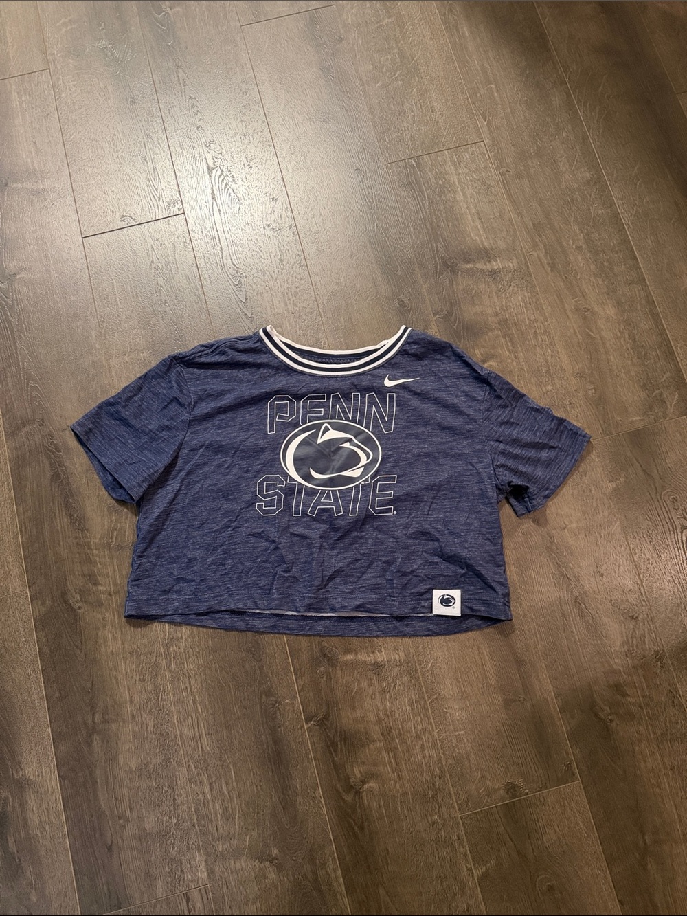 Nike Navy Penn State Cropped Tee with White Trim